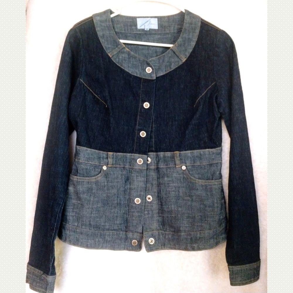 Vtg. Karl Kani Denim Jacket Top Silver Logo M